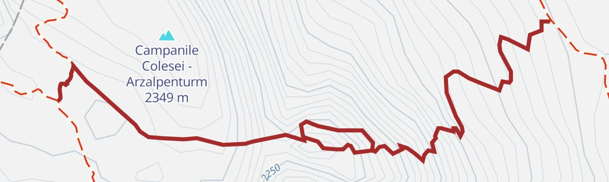 Route map: Martini Ferrata at the Bell Tower of Colesei